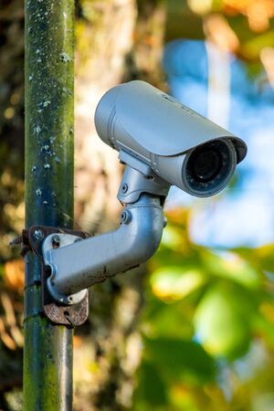 Round shape CCTV in city park. Safety in lifeの写真素材