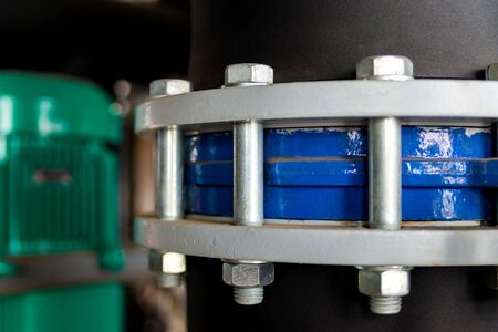 joint of two flanges by bolts and nuts.