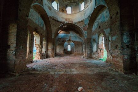 Old orthodox church ruins. Abandoned religionic building.の写真素材
