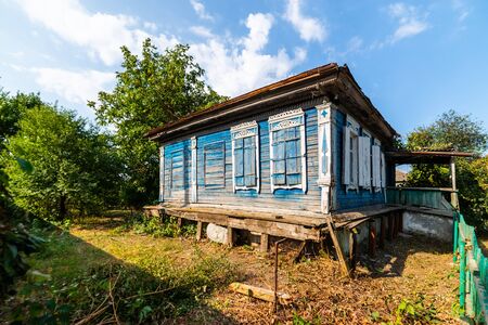 Typical rural Russian landscape with a view of the Cossack house.の写真素材