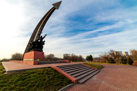 Memorial complex Kumzhenskaya Grove in honor of fallen soldiers of the Red Army liberating Rostov-on-don in 1941 and 1943. Object of cultural heritage of Russia. Rostov-on-Don, Russia. December 21, 2019.のeditorial素材