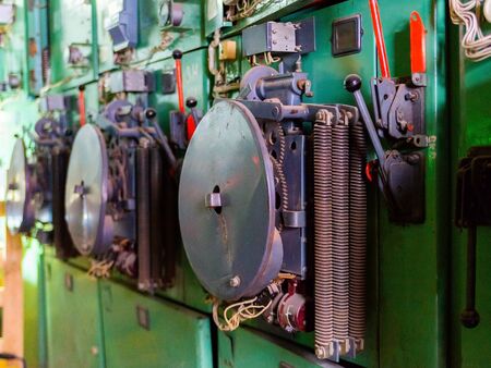 Cabinet for power and distribution electricity. Uninterrupted, electrical voltage. Automatic power cells.の写真素材