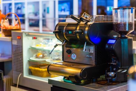 Coffee shop cafeteria restaurant service concept or self service area.の写真素材