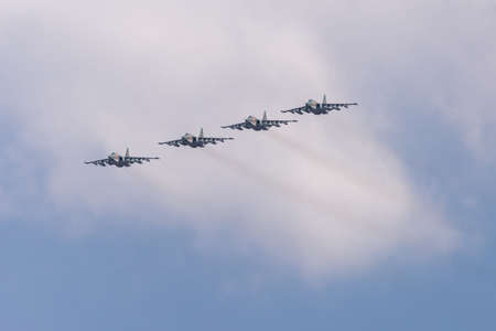 Rostov-on-Don, Russia, 9 may 2020: Russian air force during the parade commemorated to 75-th anniversary of victory in World War IIのeditorial素材