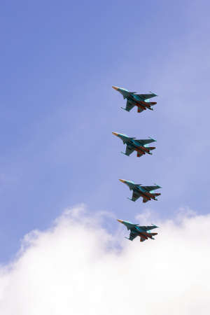 Rostov-on-Don, Russia, 7 may 2020: Russian air force training for parade commemorated to 75-th...