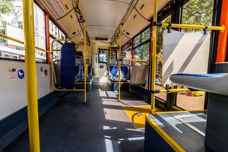 Empty bus lounge during quarantine during a virus pandemic