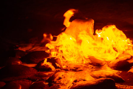 Spring of fire water. Burning methane in water. Cold fire.