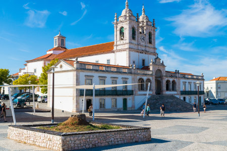 Nazare, Portugal - October 05, 2018: the 17th-century, baroque Igreja de Nossa Senhora da Nazare in Portugal, decorated with attractive Dutch azulejos.のeditorial素材