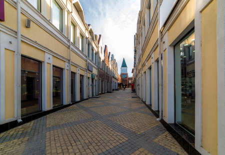Buildings in style of old town in Europe. European architecture houses.