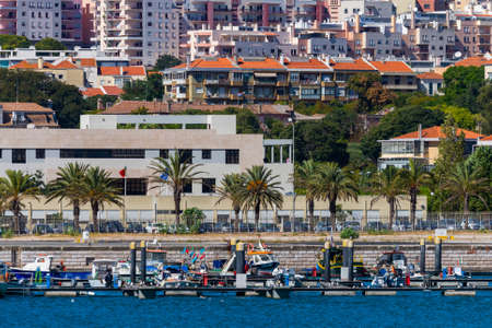 Panoramic View of coast Lisbon in Portugal from river.の写真素材