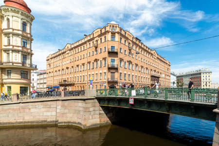 Saint-Petersburg, Russia. 2021, June 09. A corner of house near Kokushkin bridge.のeditorial素材