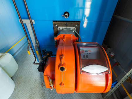 Boiler room equipment - high power boiler burner.の写真素材