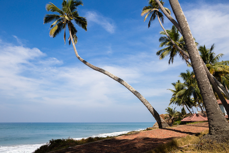 Sea view on sunny day. Part of Odayam beach, Varkala, Kerala state, Indiaの写真素材