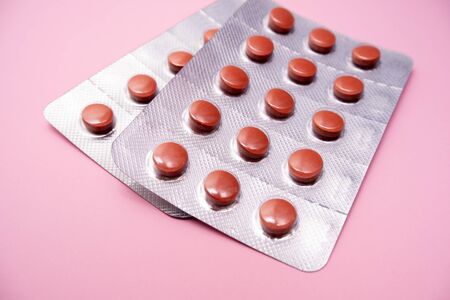 A blister pack of pills, tablets of biologically active additives, food dietary supplement for woman...