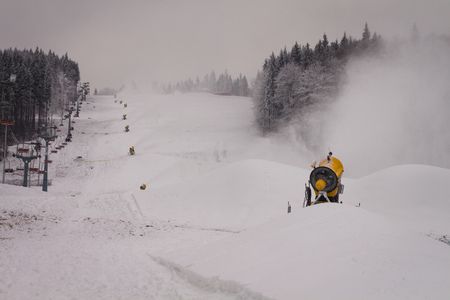 Snow cannons, which are on the ski run and produce snow. ski resortの写真素材