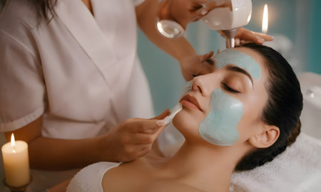 Woman Experiencing Soothing Spa Treatment AI Generatedの素材