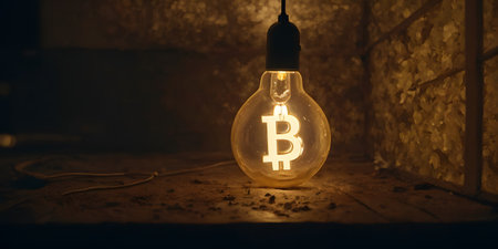 a light bulb with a bitcoin symbol on it . High qualityの素材