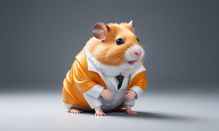 A guinea pig dressed in a business suit poses with an executive flair, humorously embodying the business world. It serves as a playful take on corporate life. AI Generativeの素材