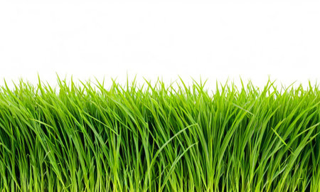 Vibrant green grass stands densely packed, creating a fresh and natural texture. Perfect as a vivid background or a symbol of growth and eco-friendliness.の素材