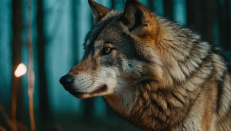 Captivating Wolf Profile in Forestの素材
