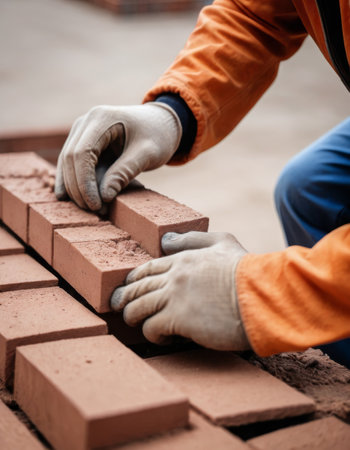 Focused Bricklayer at Constructionの素材