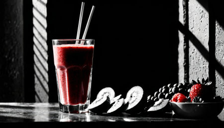 Artistic Berry Smoothie in Monochromeの素材