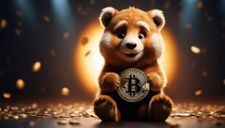 Animated Panda Holding Bitcoinの素材