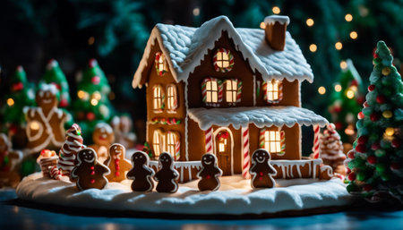 Festive Gingerbread House Sceneの素材