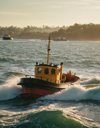 Tugboat on Rough Seaの素材