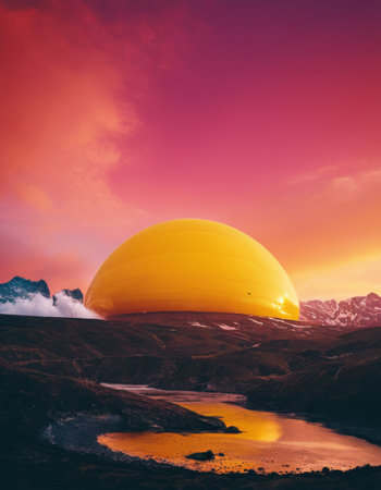 Sunset and Yellow Geodesic Domeの素材