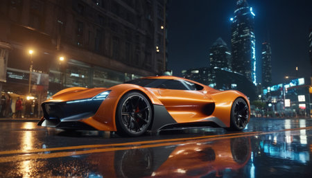 Futuristic Supercar in City Nightの素材