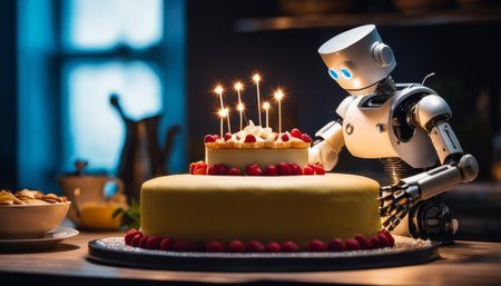 Robot Decorating Birthday Cakeの素材