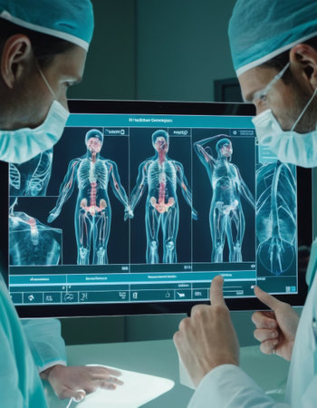 Medical Team Analyzing Digital X-Raysの素材