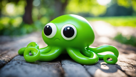 Green Toy Octopus on Pathの素材