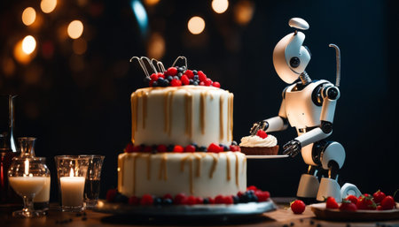 Robotic Pastry Chef Decorating Cakeの素材