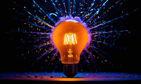 Lightbulb with Blue Sparksの素材