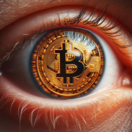 Cryptocurrency Concept with Bitcoin Eyeの素材