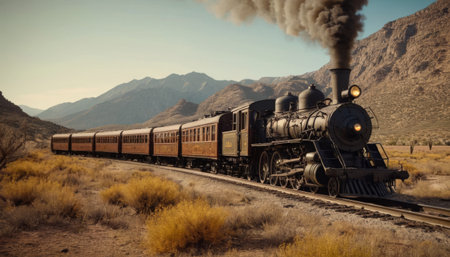 Vintage Train in Desert Landscapeの素材