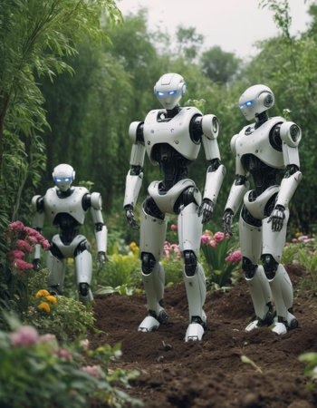 Futuristic Robots Tending Gardenの素材