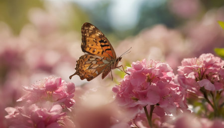 Butterfly on Pink Blossomsの素材