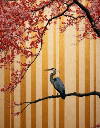 Serene Bird and Cherry Blossomsの素材