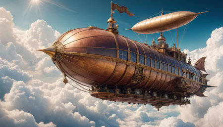 Fantasy Airship Soaring Above Cloudsの素材