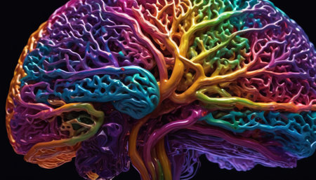 Colorful Human Brain Model Illustrationの素材