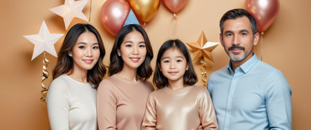 Happy Family Celebrating New Yearの素材