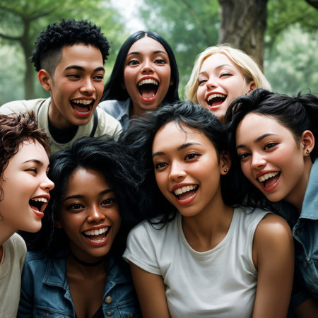Joyful Diverse Friends Outdoorsの素材