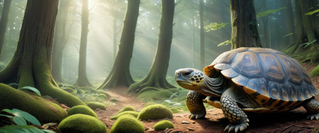 Tortoise in Misty Forestの素材