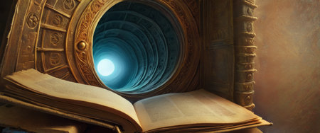 Mystical Book with Portal Illustrationの素材