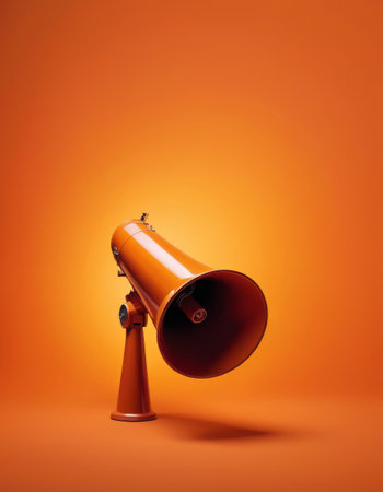 Orange Megaphone on Seamless Orange Backgroundの素材