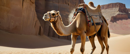 Camel Trekking Through Desertの素材