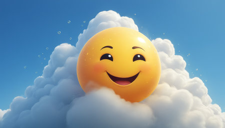 Smiling Emoji in a Cloudの素材